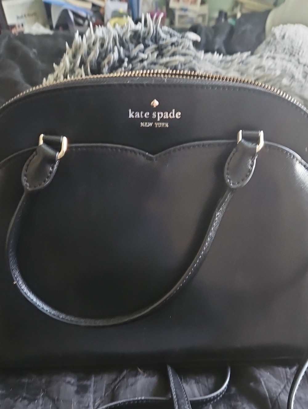 kate spade Black Dome Satchel with Gold Hardware